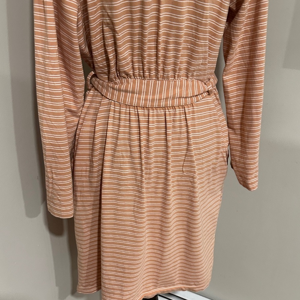 *HAVEN WELL WITHIN* Striped Peach x White Wrap Organic Cotton Robe Size Small - Picture 10 of 12